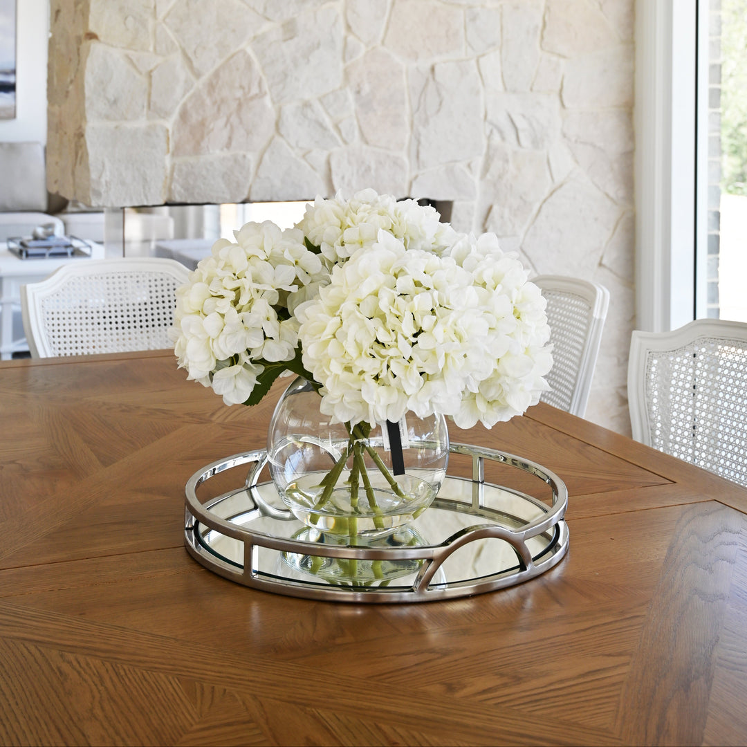 Arch Round Silver Mirrored Tray With Handles