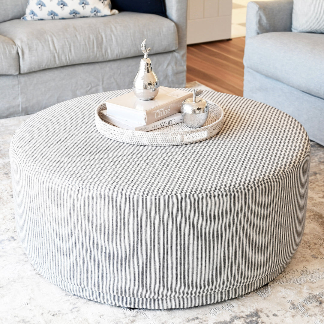 Justine Upholstered Round Large Ottoman