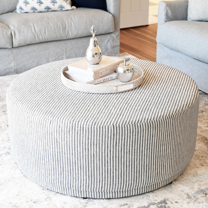 Justine Upholstered Round Large Ottoman