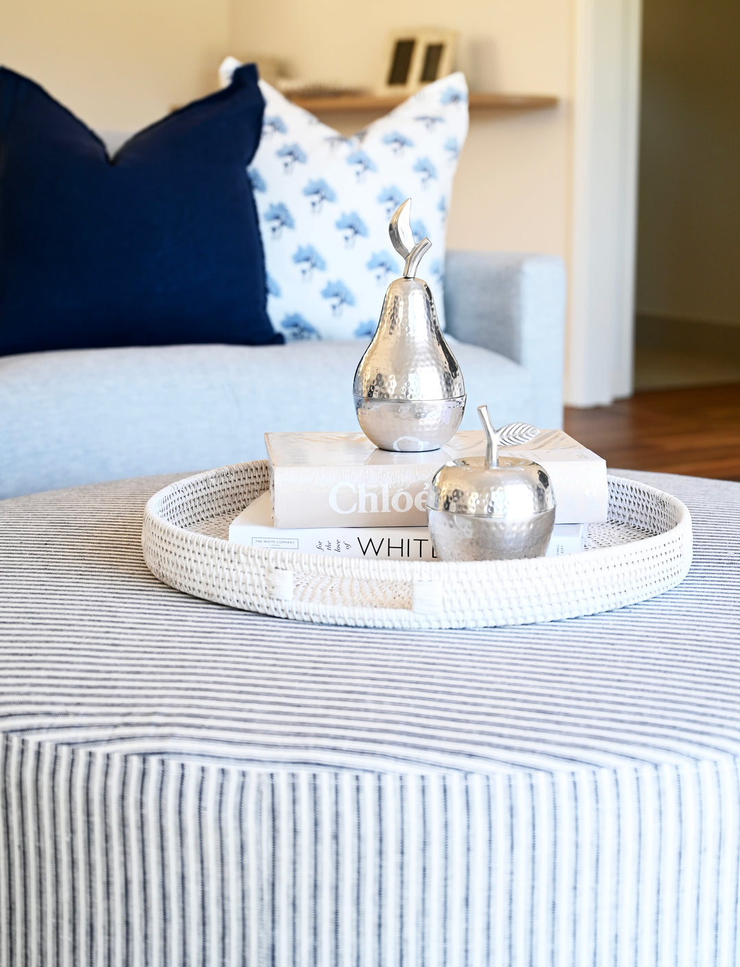 Justine Upholstered Round Large Ottoman