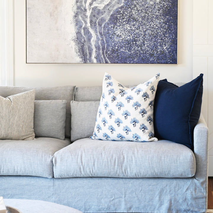 Flannel Block Print Square Linen Cushion