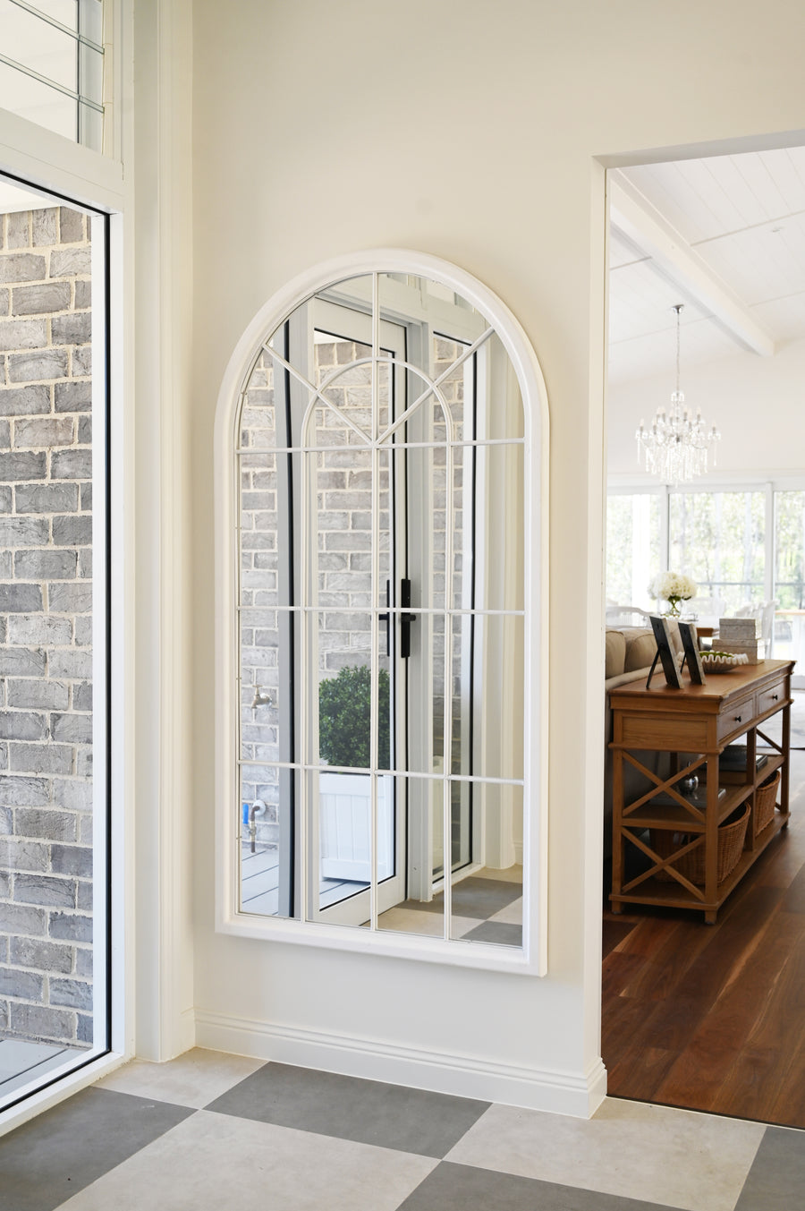 Cathedral White Long Wall or Floor Mirror