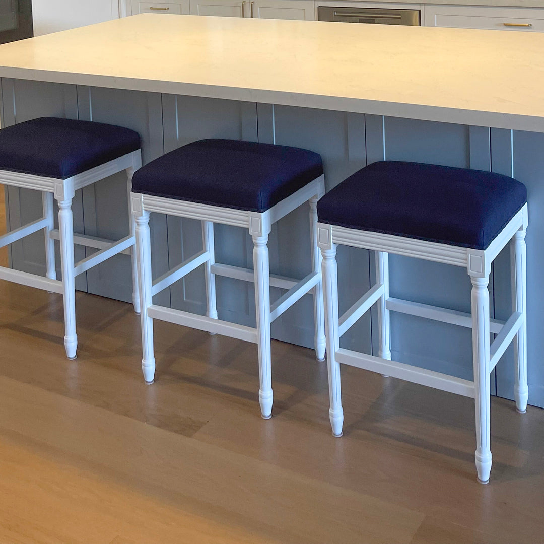 April Backless Kitchen Stool With Padded Linen Seat