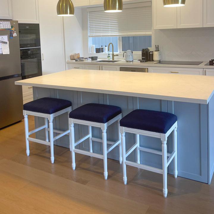April Backless Kitchen Stool With Padded Linen Seat