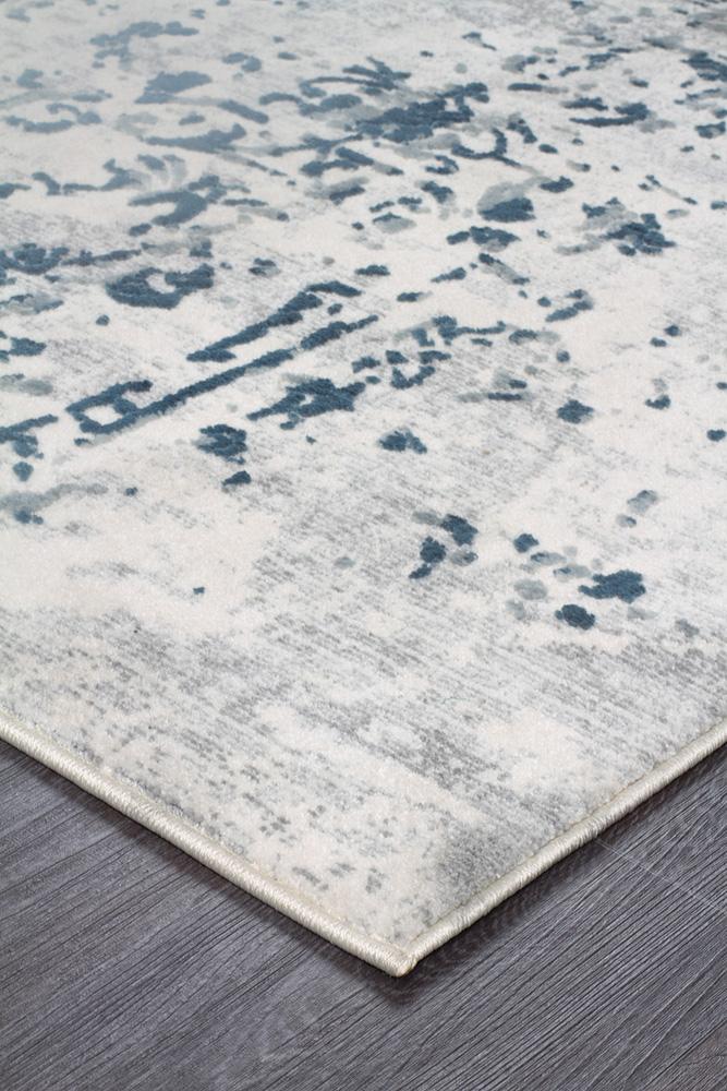 Casper Distressed Modern Blue Grey White Rectangle Rug