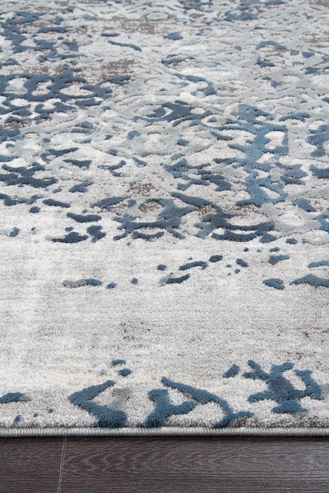 Casper Distressed Modern Blue Grey White Rectangle Rug