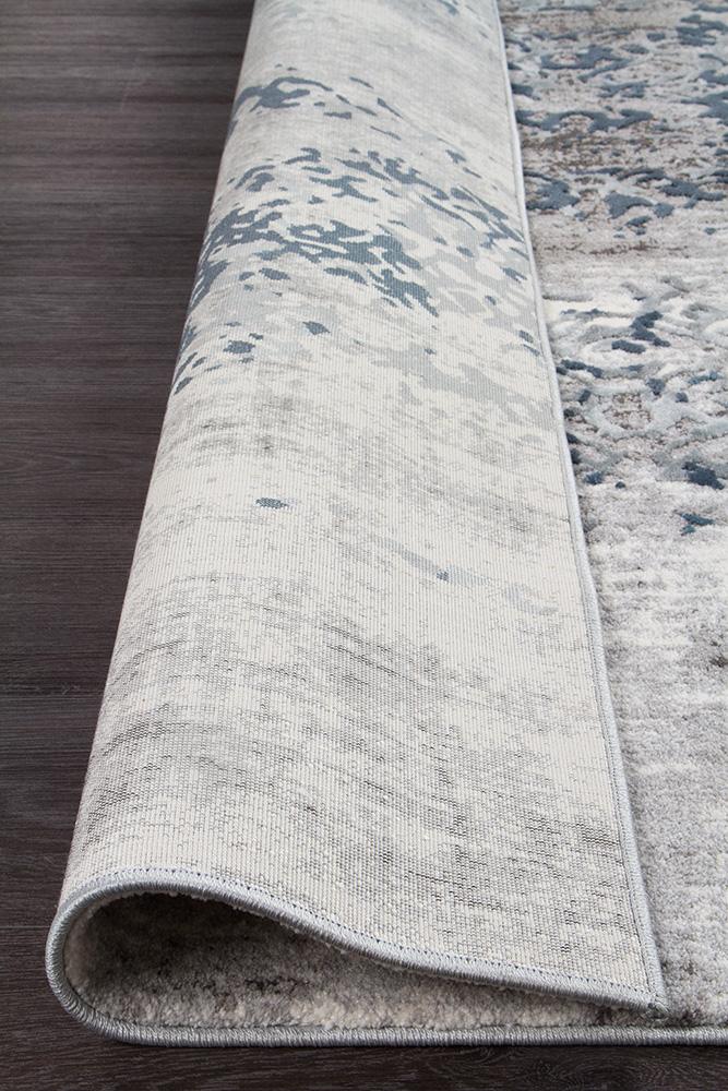 Casper Distressed Modern Blue Grey White Rectangle Rug