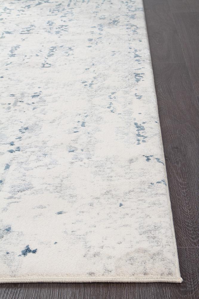 Farah Distressed Contemporary White Blue Grey Rectangle Rug