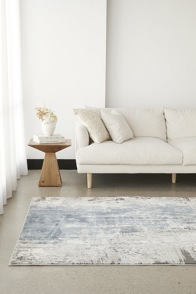 Roxana Distressed Timeless Rug Blue Grey White