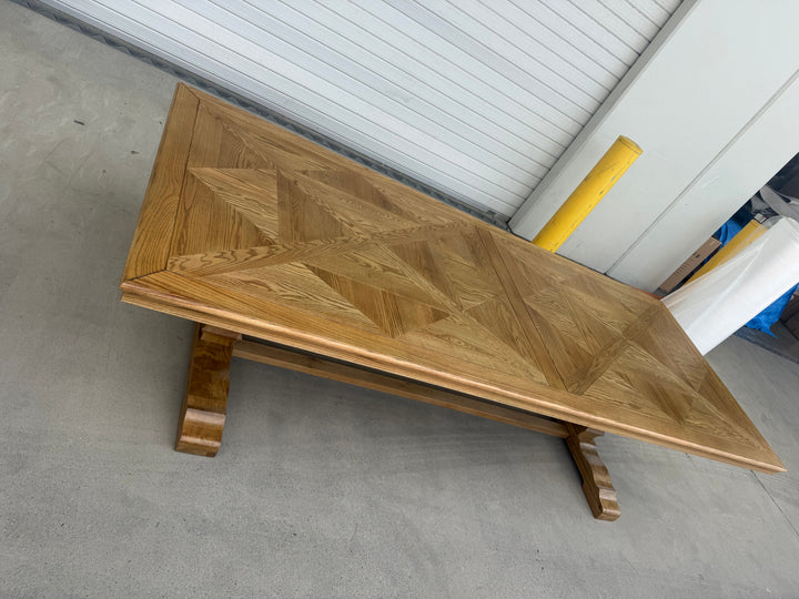 Brisbane Kensington Parquetry Natural Oak Dining Table 3M - Small scratch