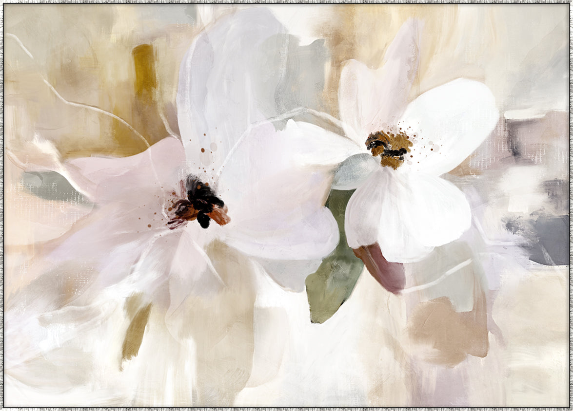 Petals at Dawn Canvas in Antique Silver Frame