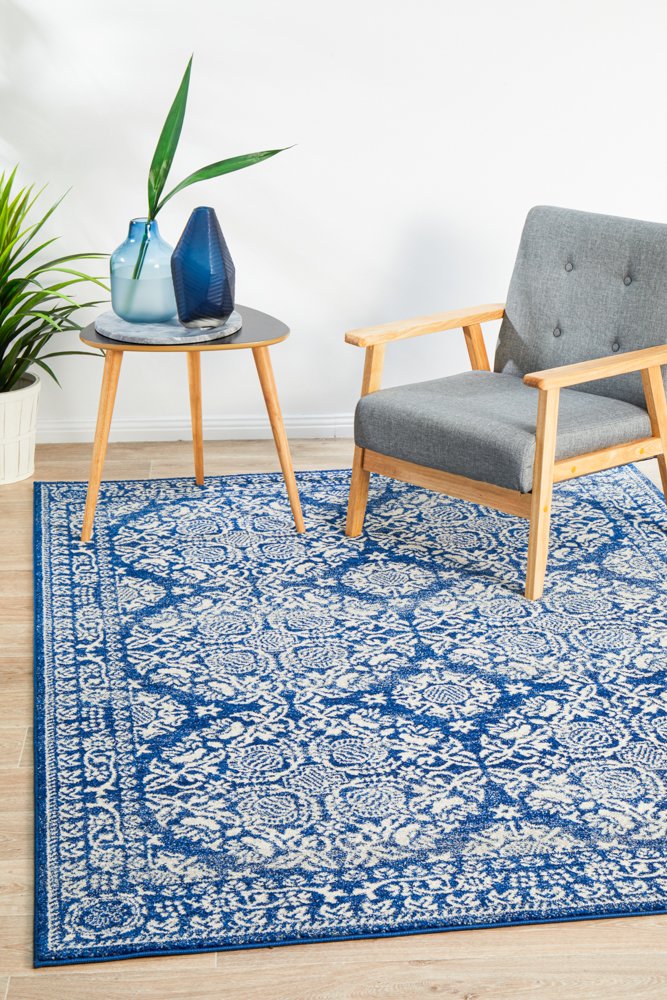 Gwyneth Stunning Transitional Navy Rectangle Rug