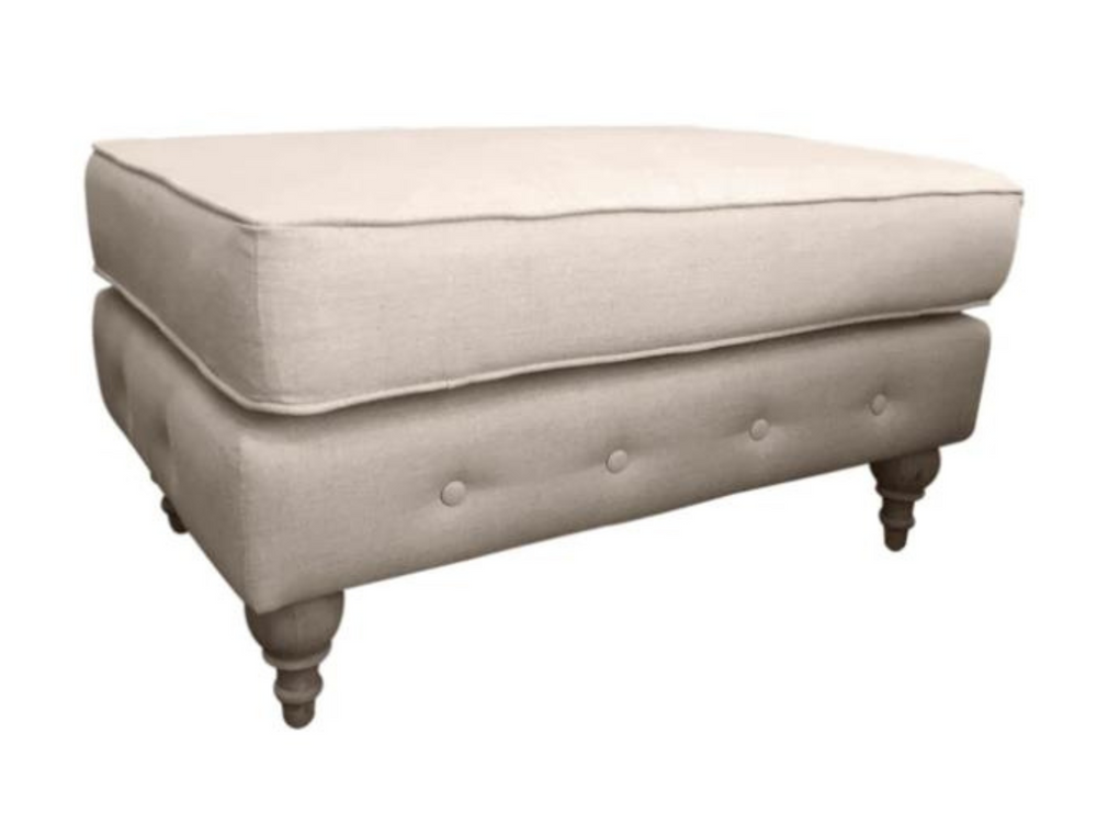 Madeline Linen Ottoman Oatmeal
