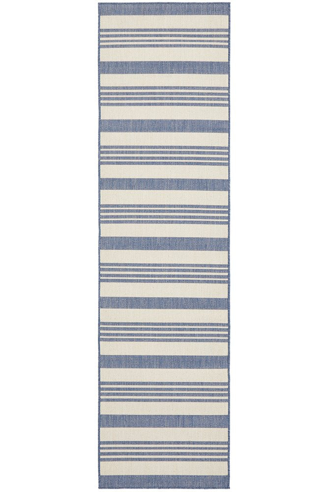 Blue and white coastal hamptons outdoor runner