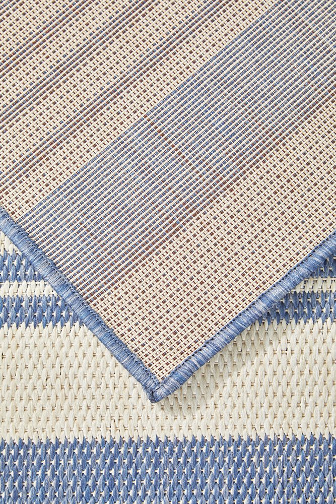 Blue and white stripe runner rug for coastal hamptons homes