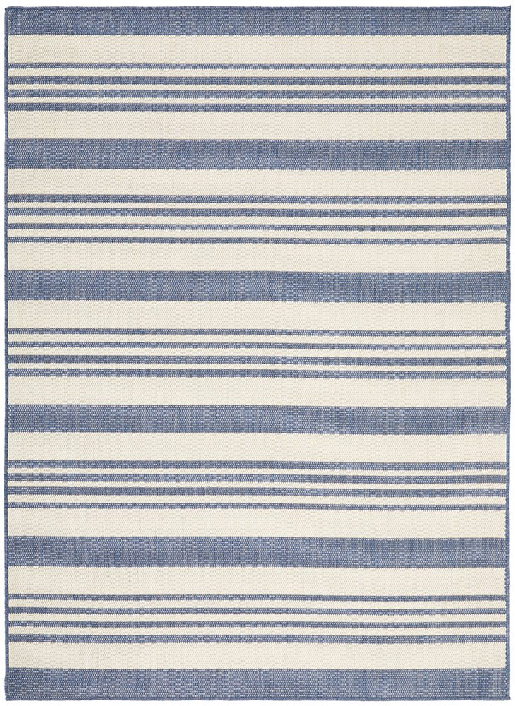 Newport Blue Stripe Hamptons Outdoor Rug – Coastal Alfresco Rug Australia