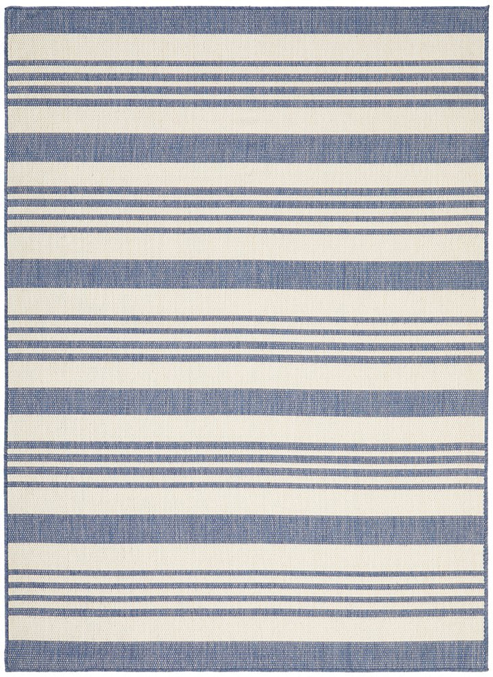 Newport Blue Stripe Hamptons Outdoor Rug – Coastal Alfresco Rug Australia