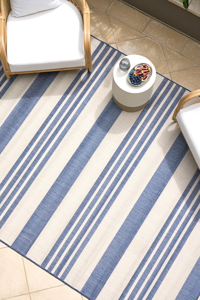 Hamptons Coastal Rug outdoor Living – Blue Stripe Indoor Outdoor Rug