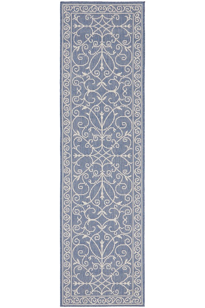 Hamptons Coastal Runner Rug – Blue Flatweave Alfresco Outdoor Runner