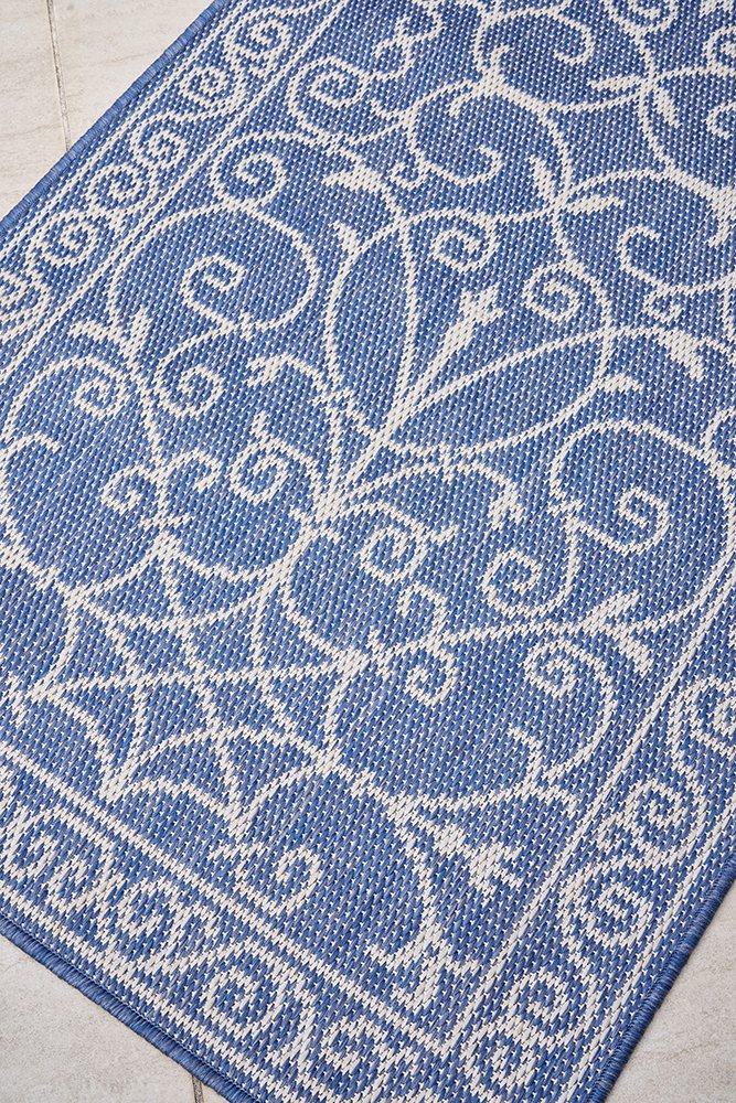 Newport Remy Blue Outdoor Runner – Hamptons Coastal Alfresco Runner Rug