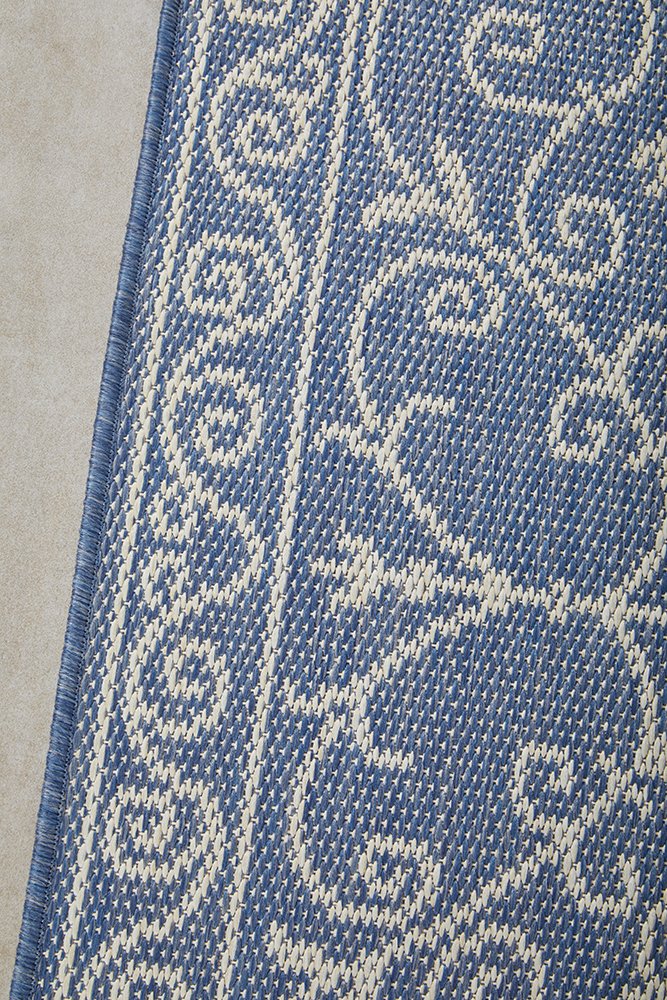 Hamptons Blue Runner Rug – Alfresco Outdoor Runner for Deck or Hallway
