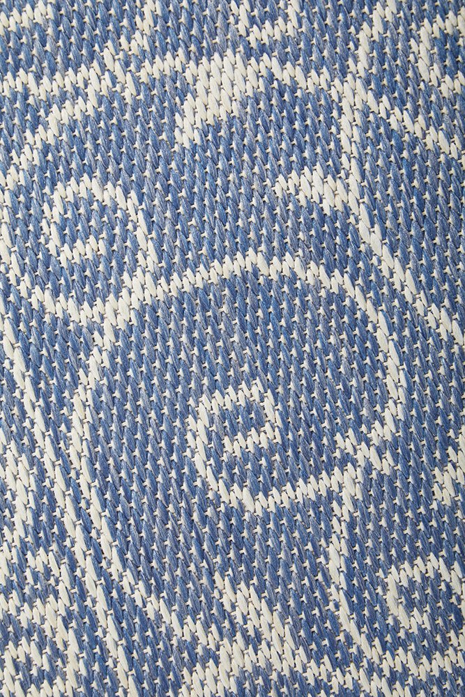 Coastal Outdoor Runner Rug – Blue Weatherproof Rug for Balcony
