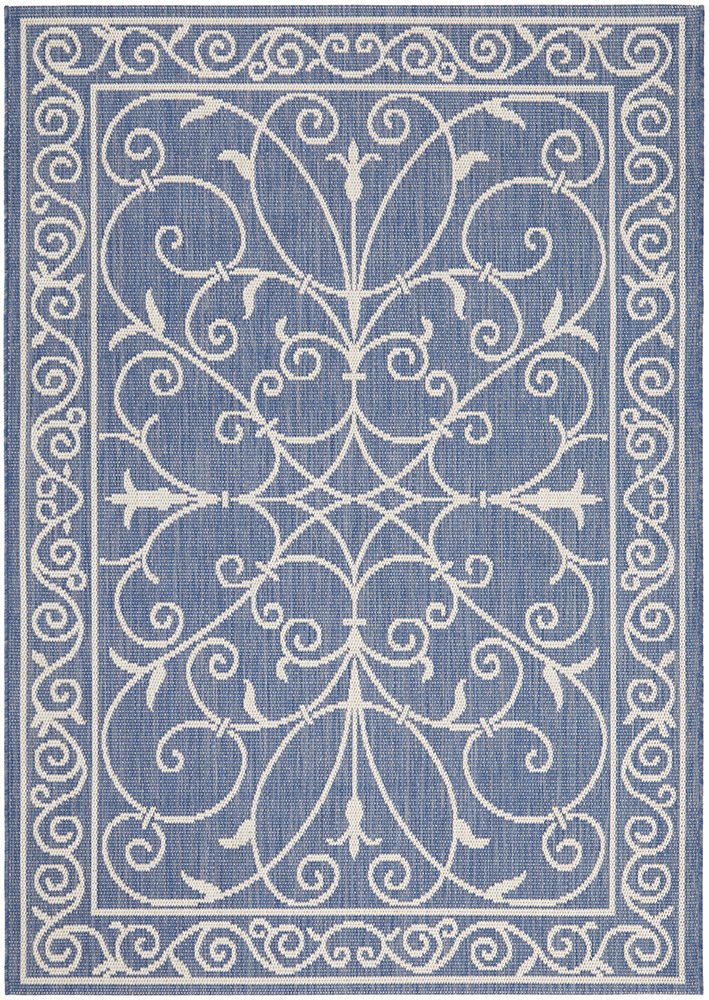 decorative blue outdoor rug 