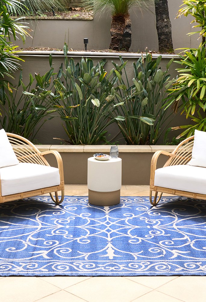 Newport Remy Blue Outdoor Rug – Hamptons Coastal Weatherproof Rug