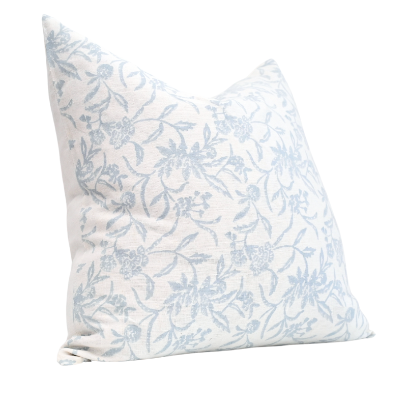 Boronia Block Print Square Linen Cushion Cover Only