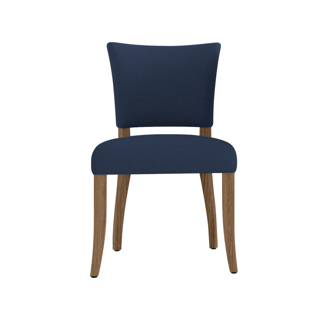 Victoria Linen Dining Chair Navy Natural Oak
