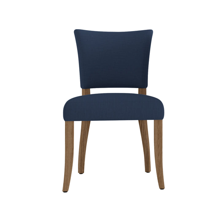 Victoria Linen Dining Chair Navy Natural Oak