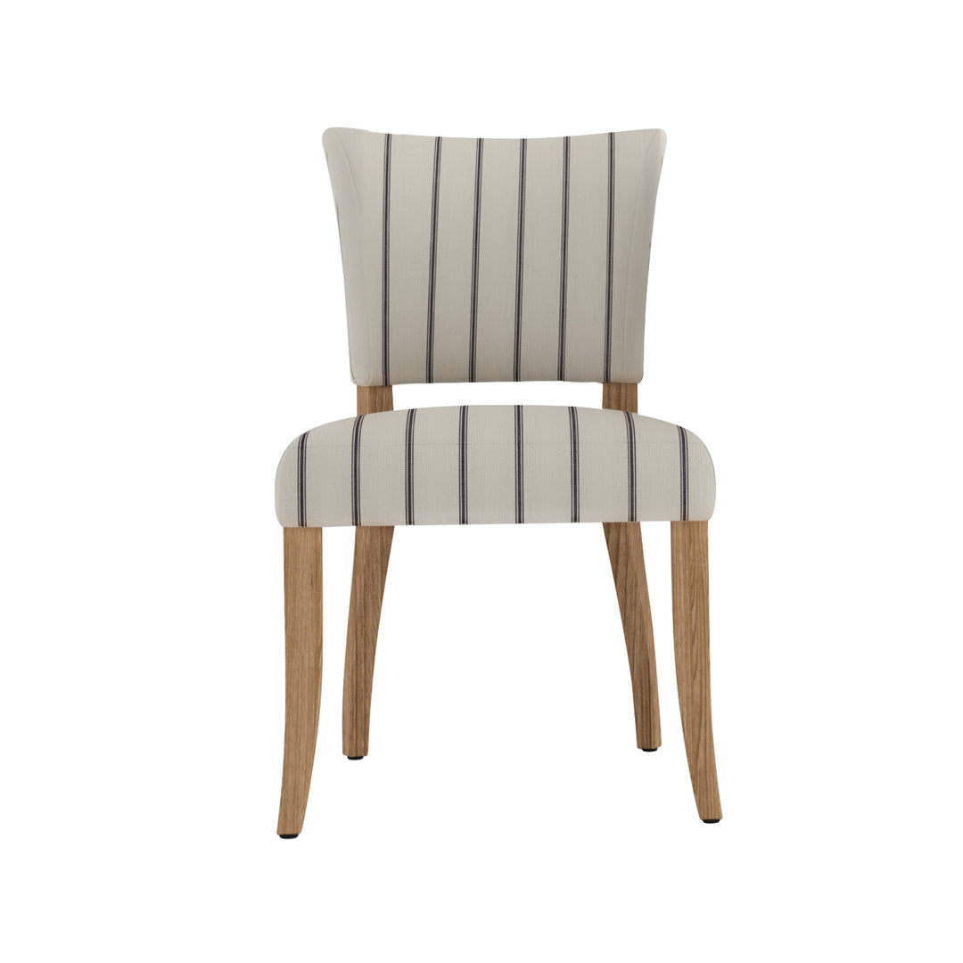Victoria Linen Dining Chair Wide Stripe Natural Oak