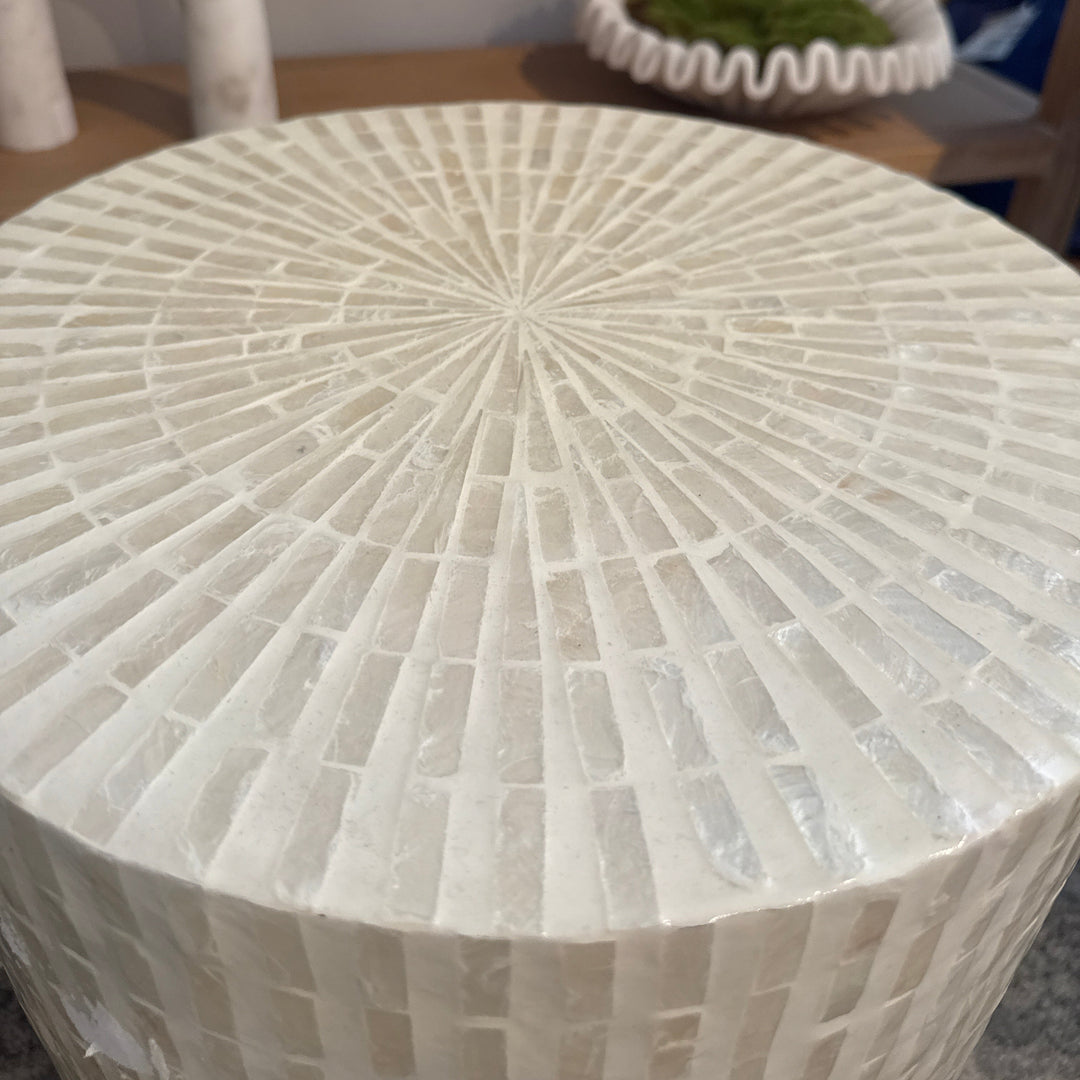 Tile Mother Of Pearl Round Side Table