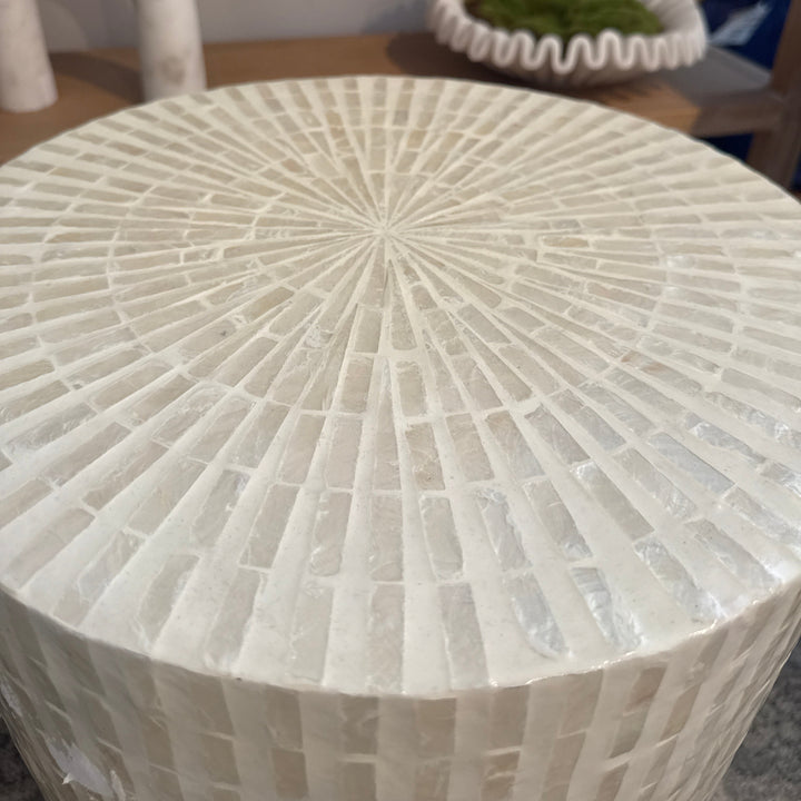 Tile Mother Of Pearl Round Side Table