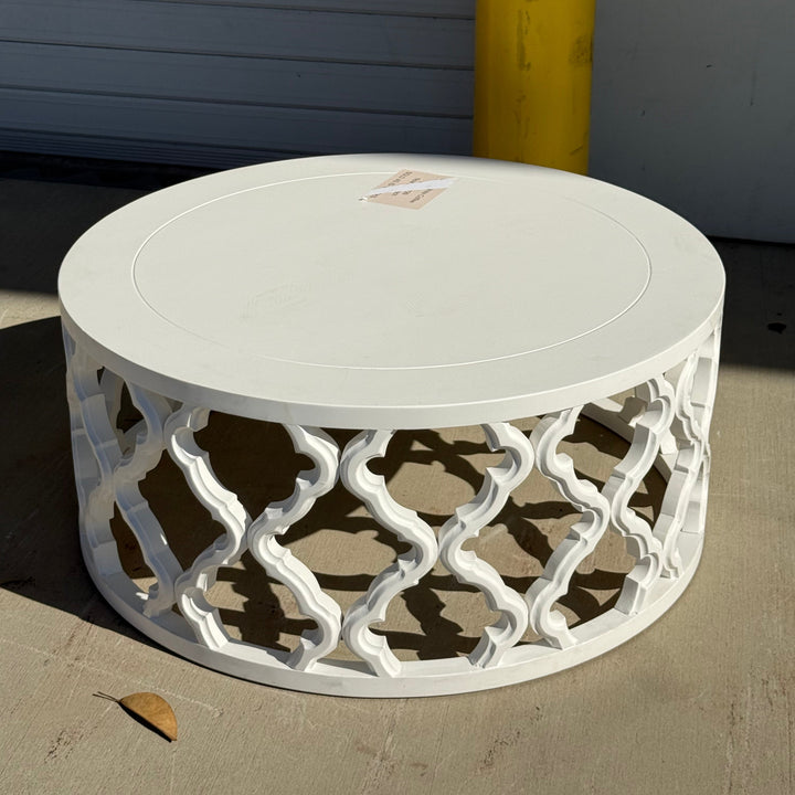 Sahara Satin White Round Coffee Table - Brisbane Floorstock