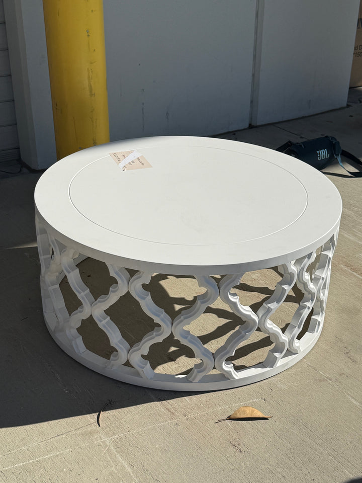 Sahara Satin White Round Coffee Table - Brisbane Floorstock
