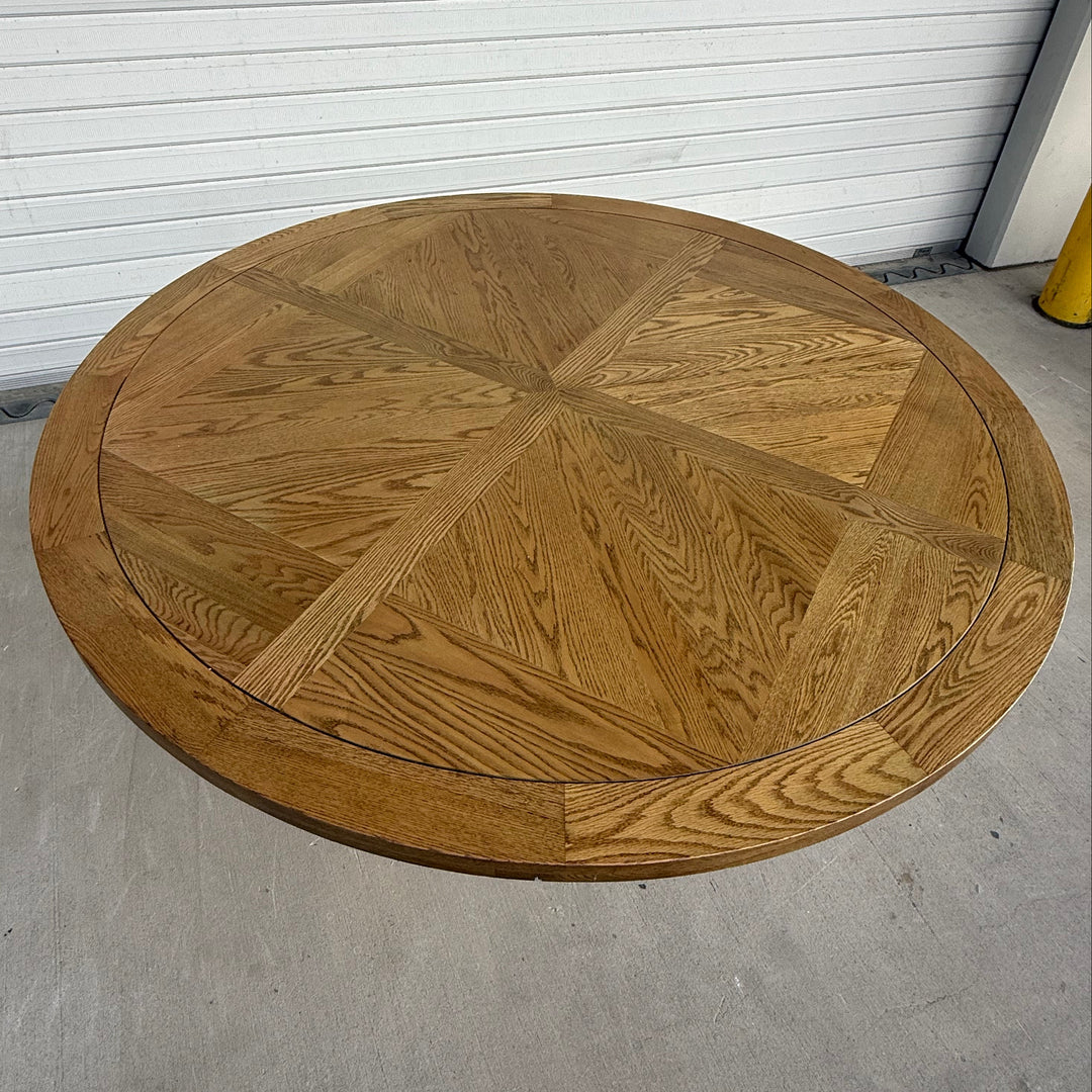 Brisbane Hannah Parquetry Round Dining Table With White Base 1.8m x2