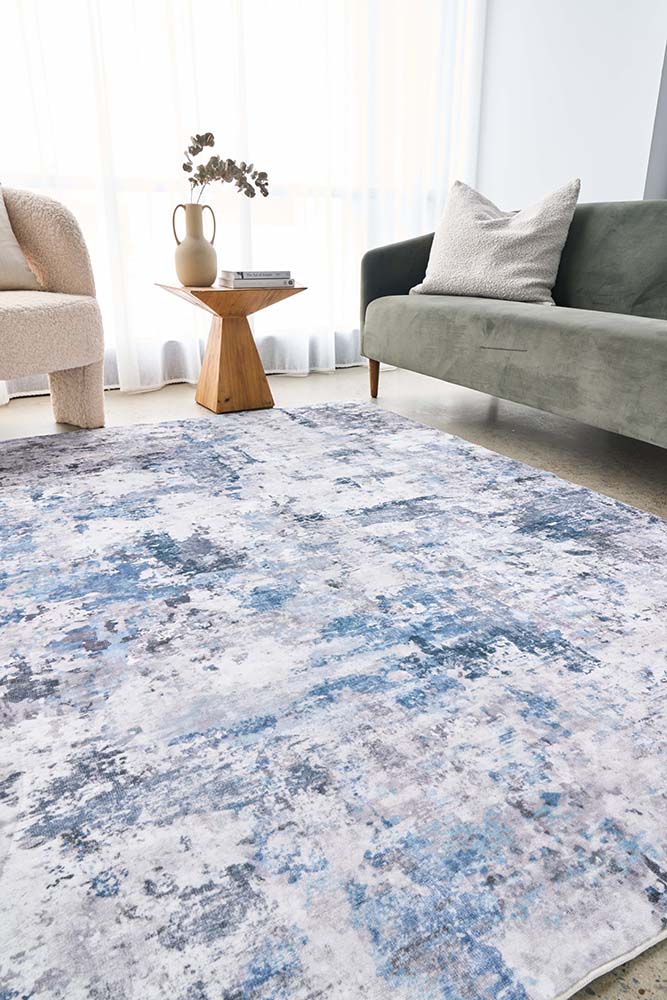 Sadie Blue Machine Washable Rectangle Rug