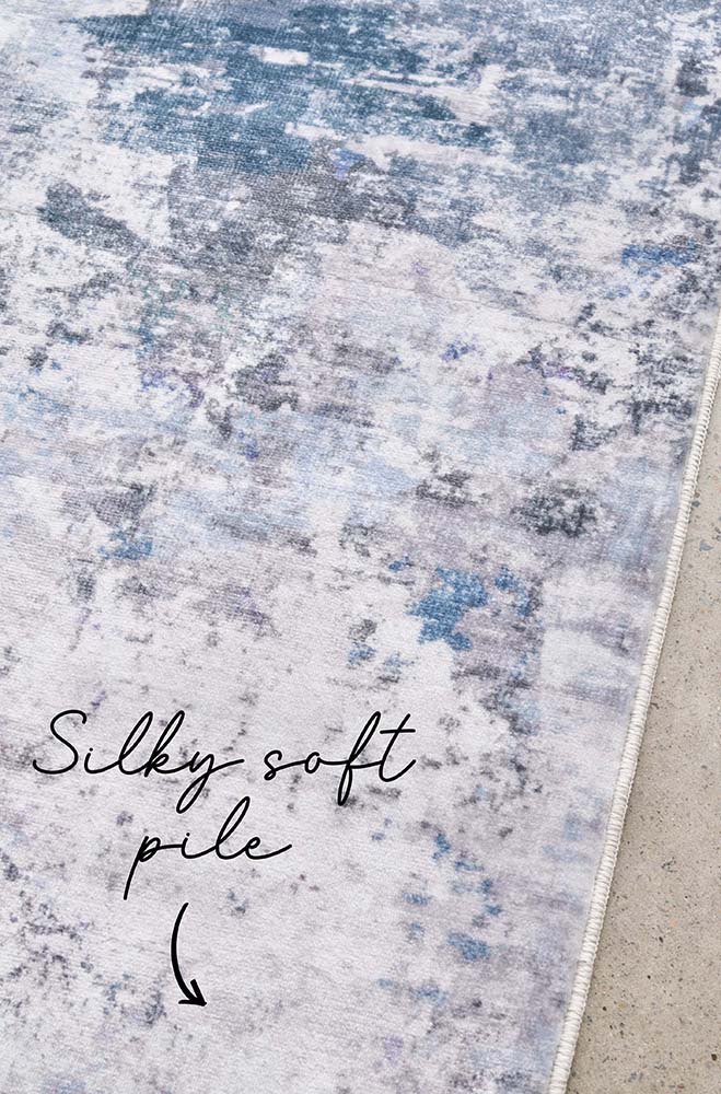Sadie Blue Machine Washable Rectangle Rug