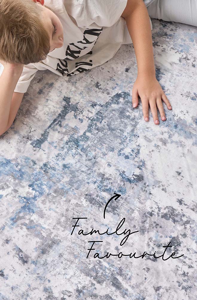 Sadie Blue Machine Washable Rectangle Rug