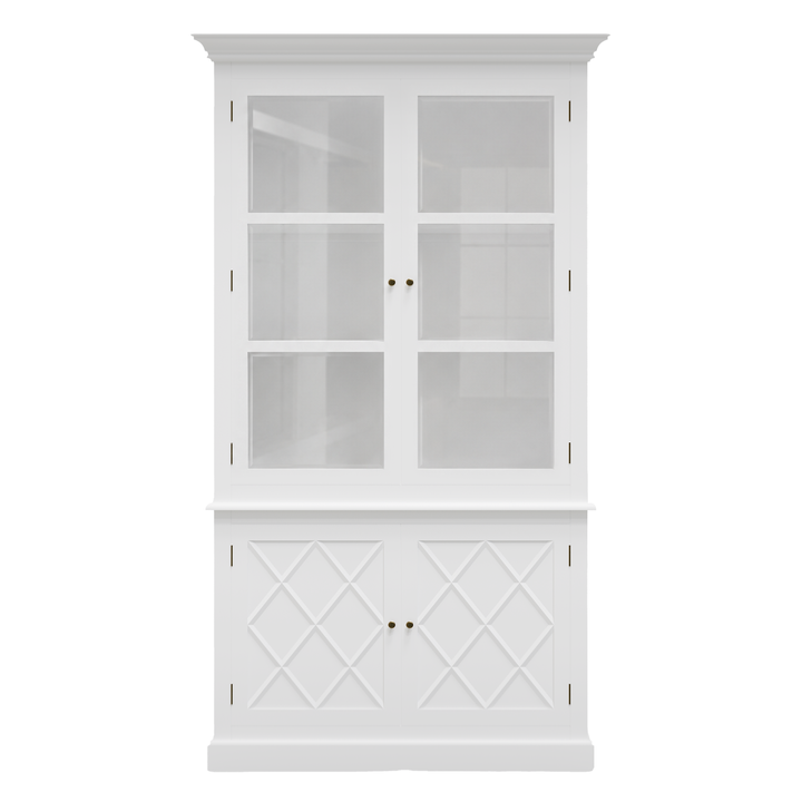 Ascot Glass Display Cabinet Satin White 125cm wide x 45cm deep x 220cm high