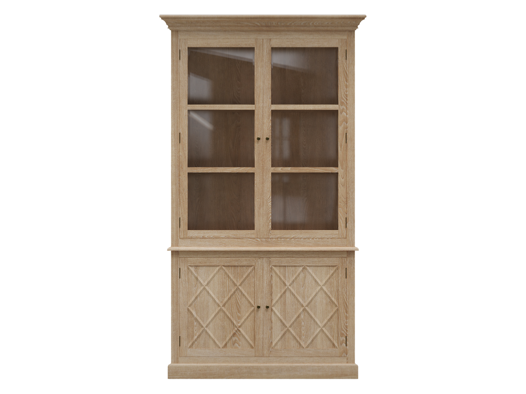 Ascot Glass Display Cabinet Whitewash Oak 125cm wide x 45cm deep x 220cm high