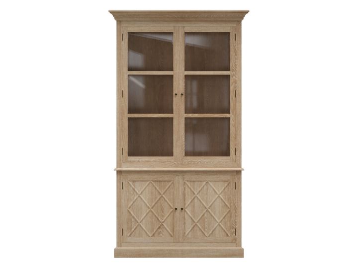 Ascot Glass Display Cabinet Whitewash Oak 125cm wide x 45cm deep x 220cm high