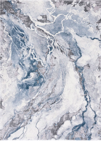 Mineral Blue Contemporary Rectangle Rug