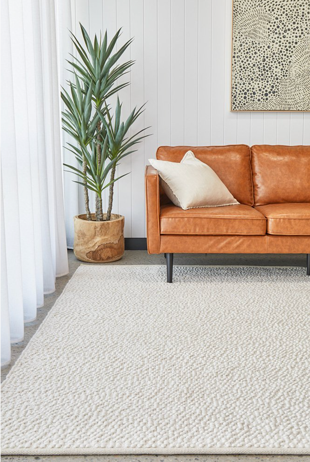 Boucle White Rectangle Rug