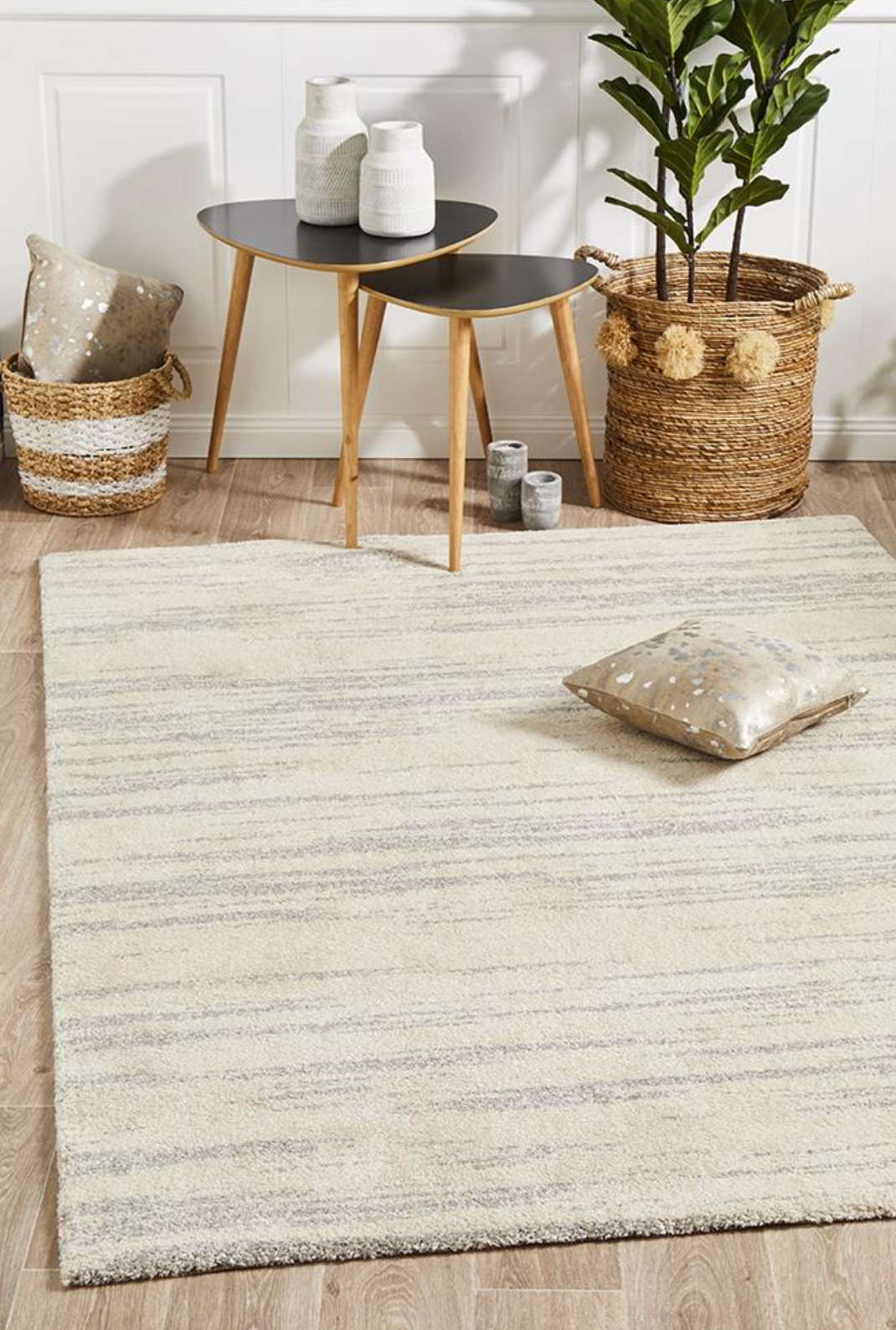 Broadway Silver Cream Rectangle Rug