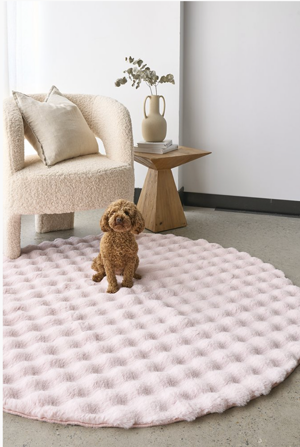 Bubble Blush Washable Round Rug