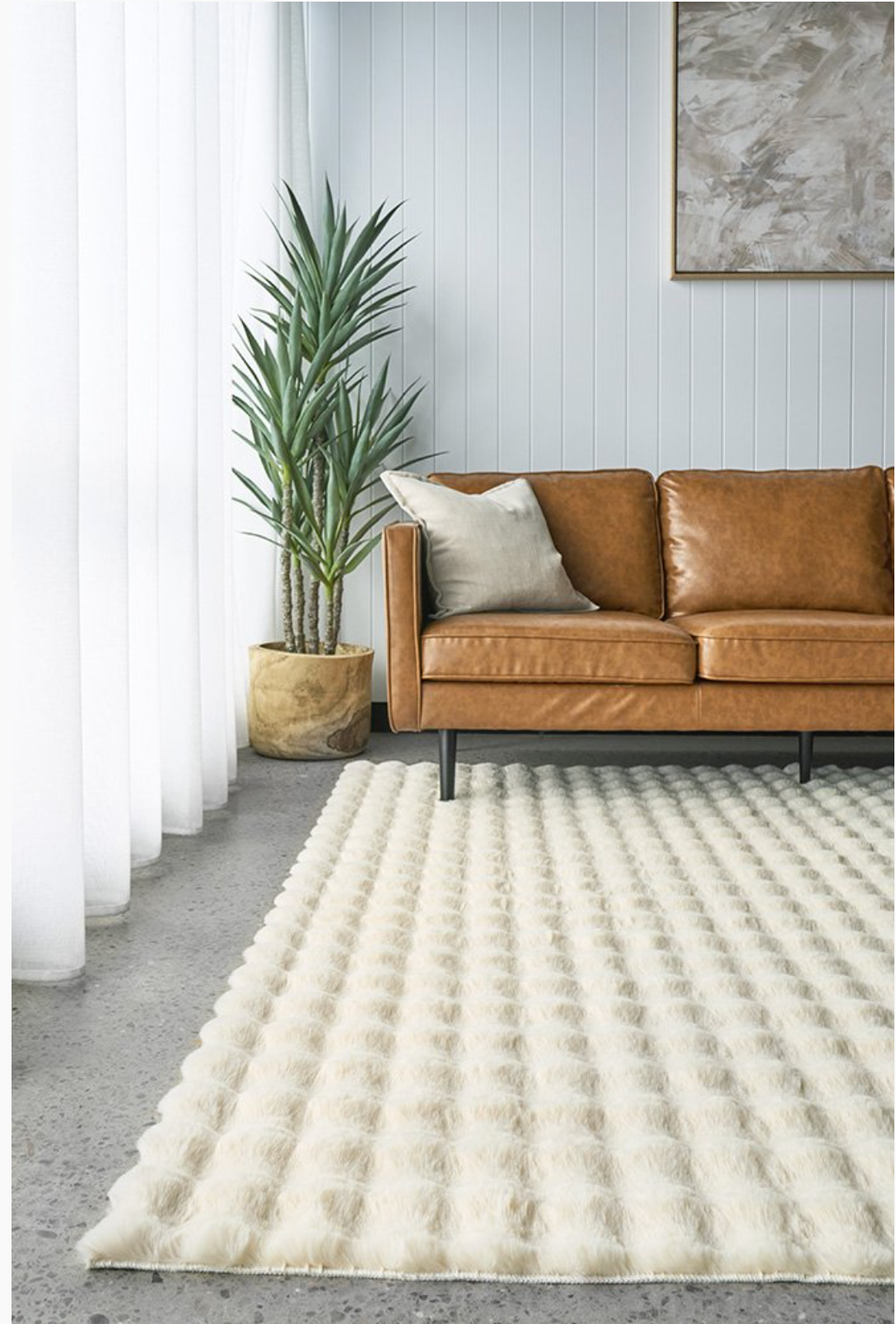 Bubble Natural Washable Rectangle Rug