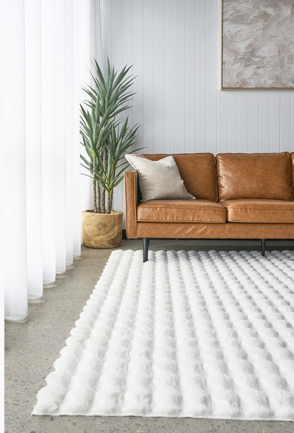 Bubble White Washable Rectangle Rug