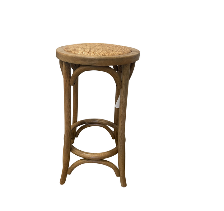 Carter Round Rattan Stool Natural Oak Rattan